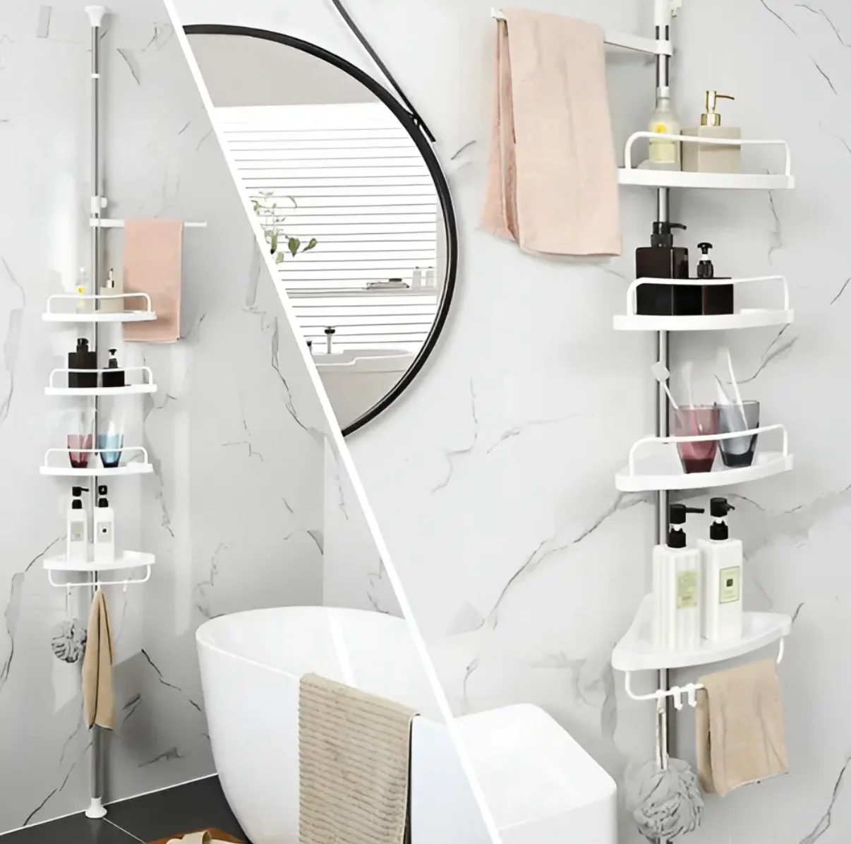 Organizador Esquinero Multinivel para Baño – 4 Niveles Ajustables