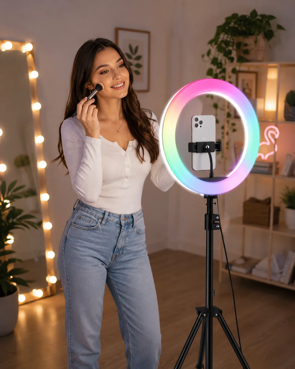 Aro de Luz LED 3D de 33 cm con Soporte para Celular