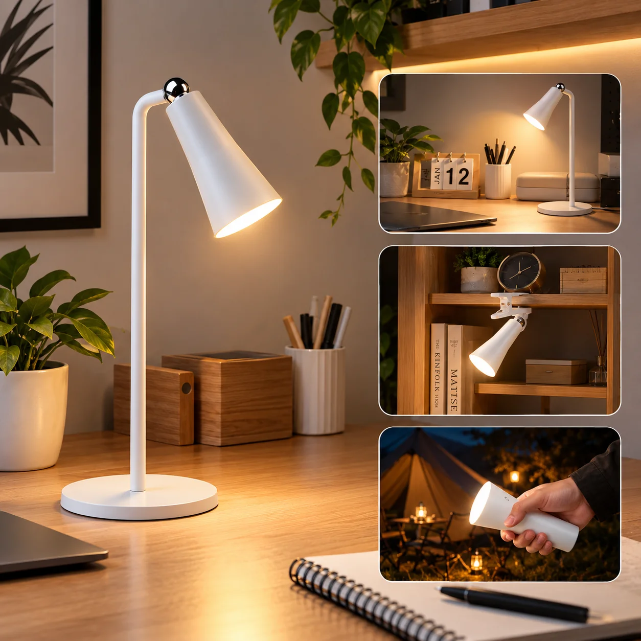 Lámpara LED de Escritorio Inalámbrica con Cuello Flexible