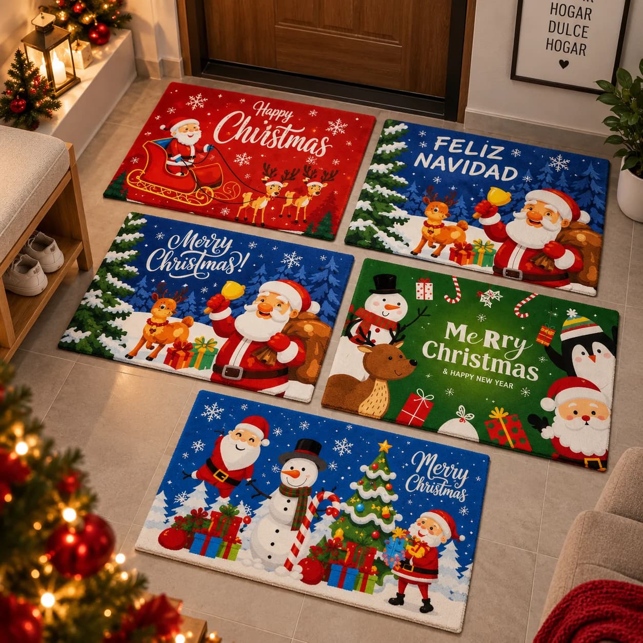 Tapete Navideño Rectangular Absorbente y Antideslizante
