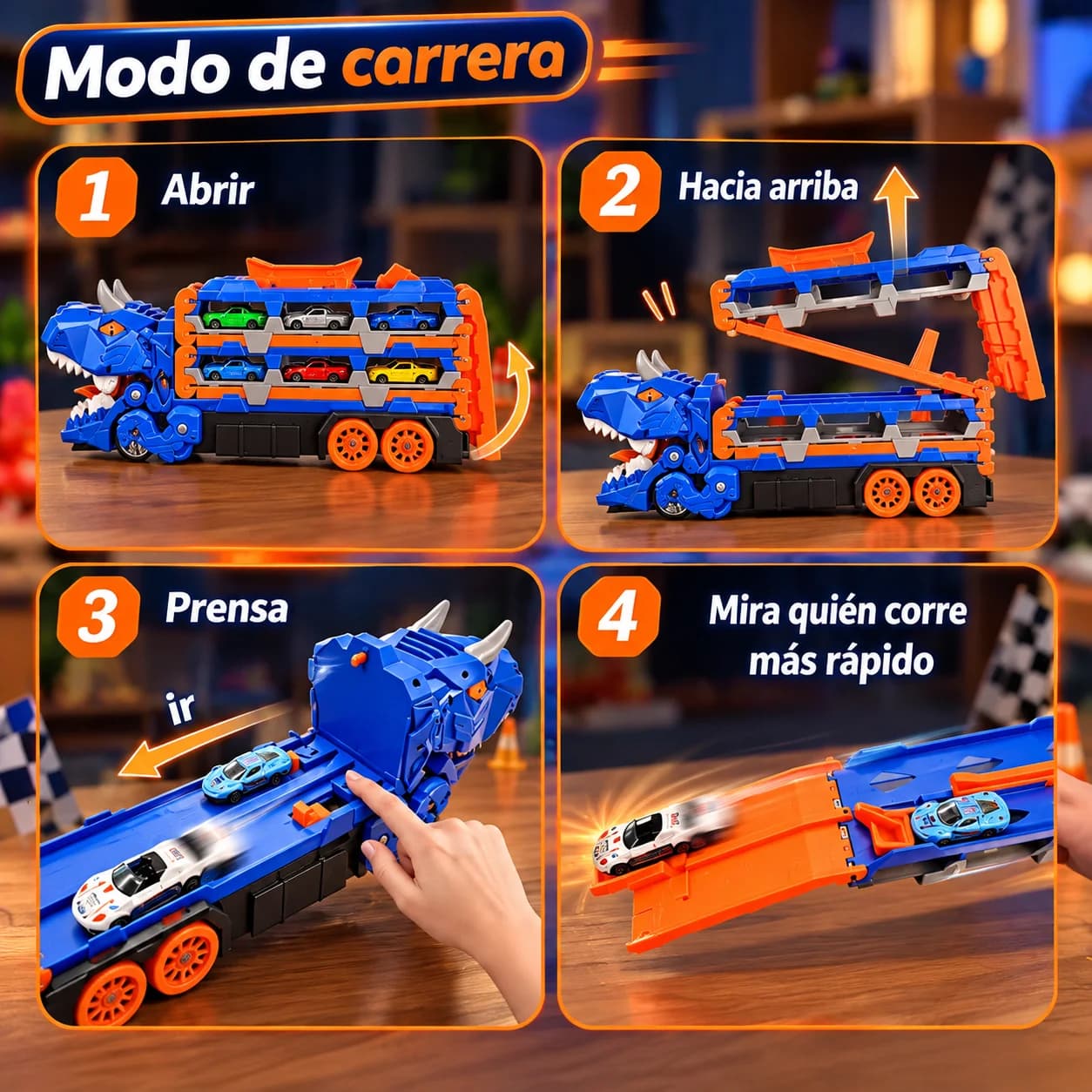 Camión dinosaurio con carritos – Pista y diversión en un solo juguete