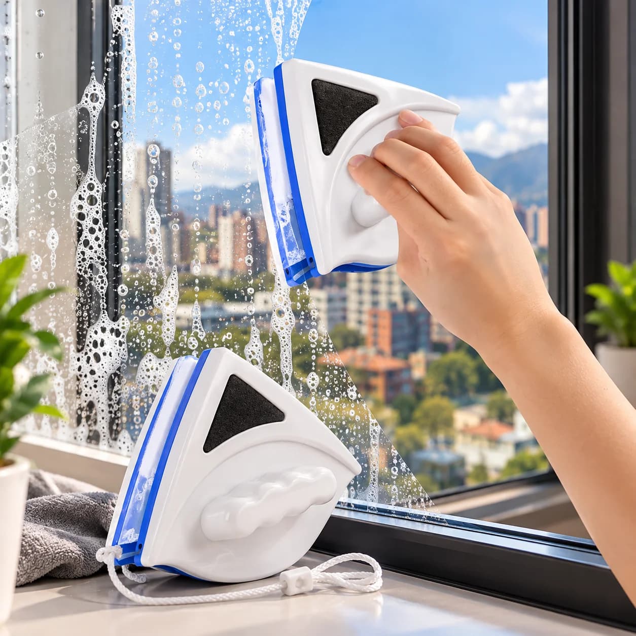 Limpiador magnético doble cara para vidrios y ventanas Glass clean