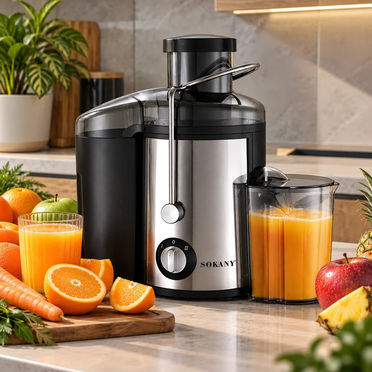 Extractor de jugos automático Sokany gris