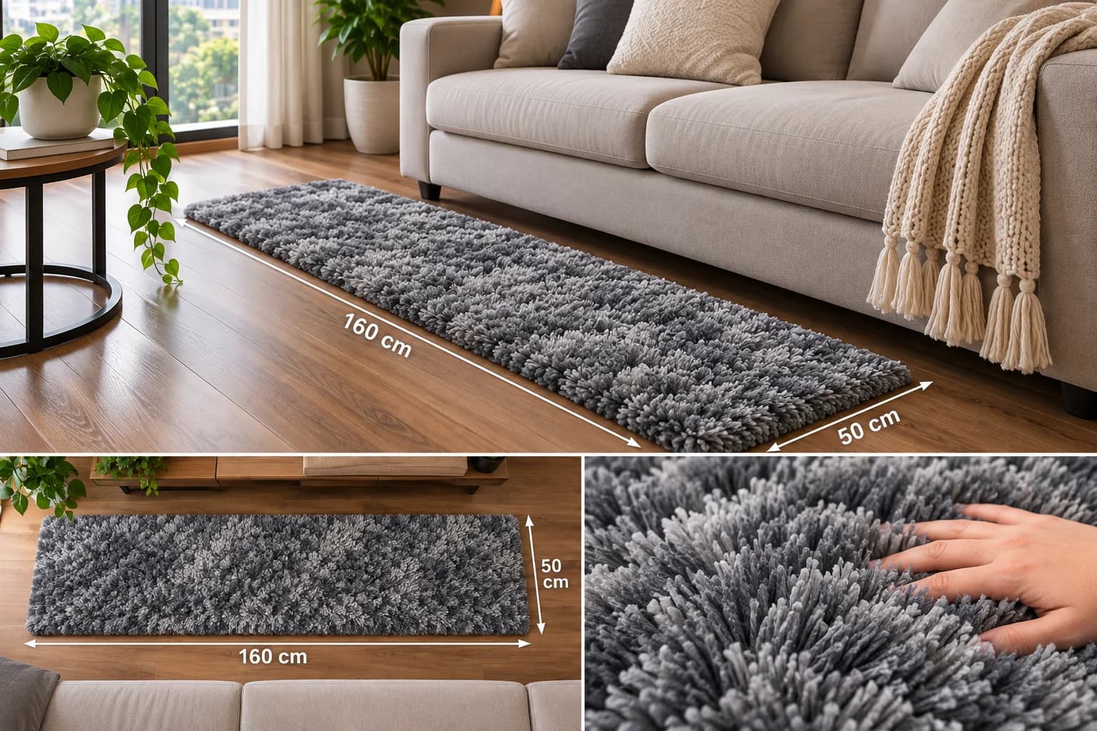 Alfombra para habitación 160 x 50 cm