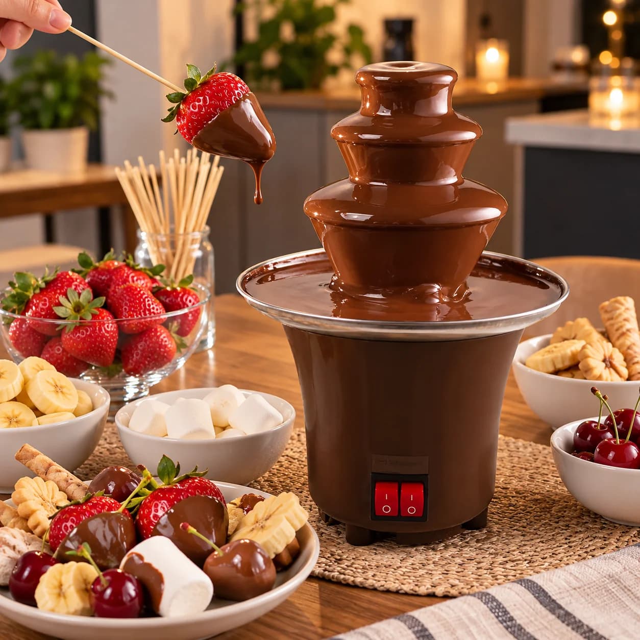 Fuente de chocolate mini fondue de 3 niveles