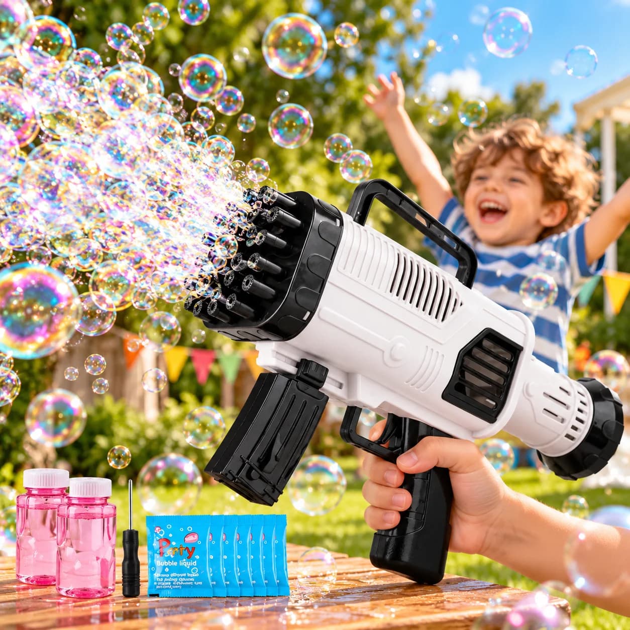 Pistola eléctrica de burbujas recargable