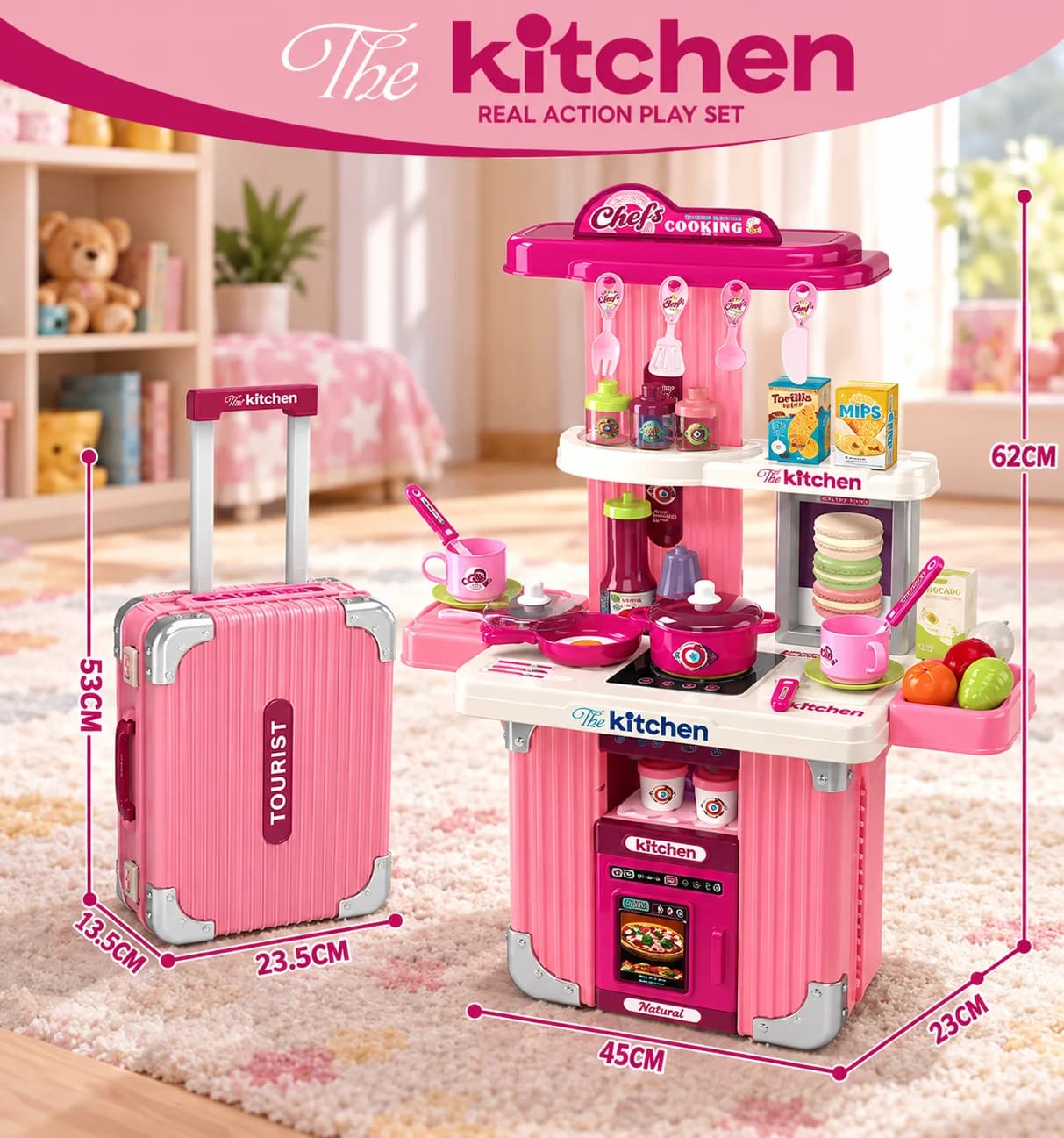 Juego maleta de cocina infantil 3 en 1
